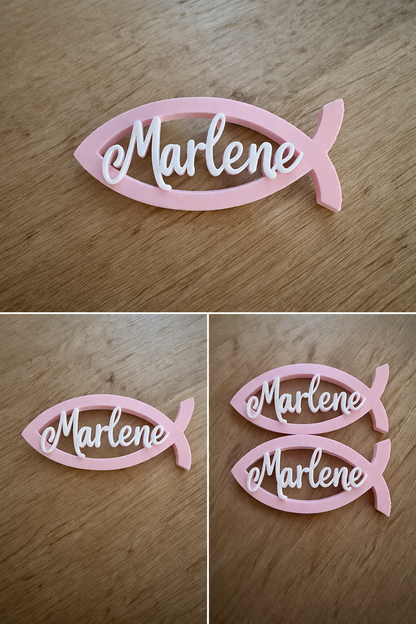 3D Kleiner Fisch mit Wunschname (6 Stk.)