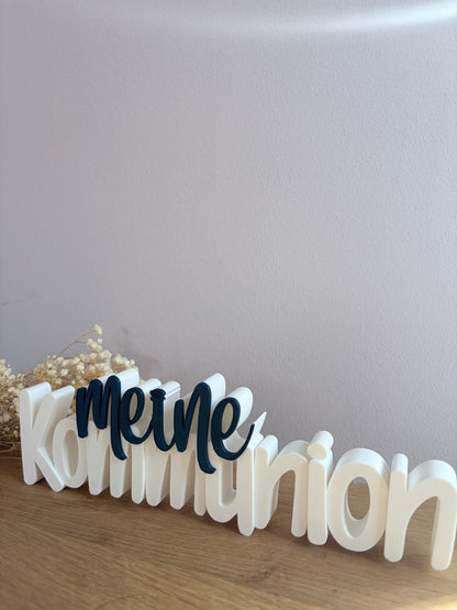 3D Schriftzug „Meine Kommunion“ (Personalisierbar)