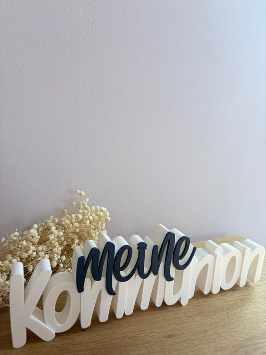 3D Schriftzug „Meine Kommunion“ (Personalisierbar)
